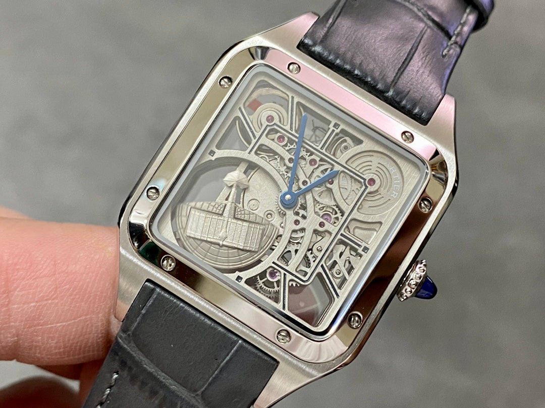 CARTIER SANTOS DE CARTIER 까르띠에 산토스 드 까르띠에 43.5mm 오토 무브먼츠 스켈레톤 다이얼