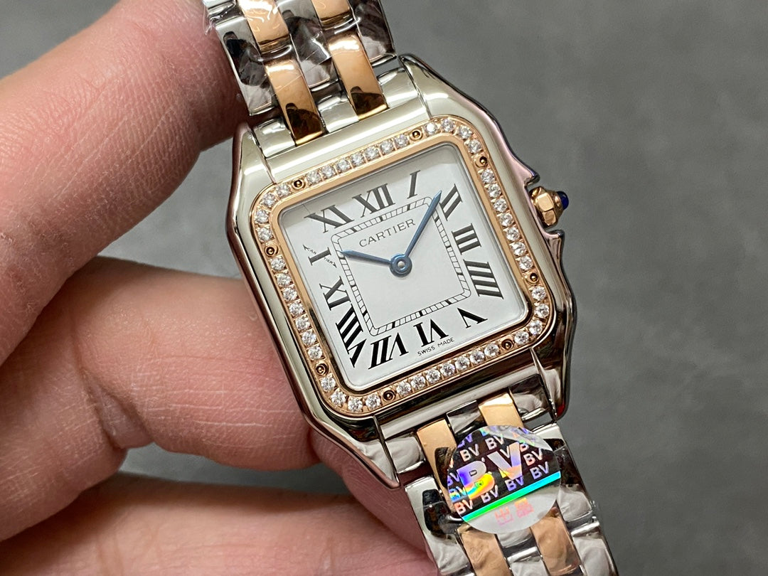 CARTIER PANTHERE DE CARTIER 까르띠에 팬더 드 까르띠에 27mm 미디움 쿼츠 무브먼츠 화이트 다이얼 다이아 베젤