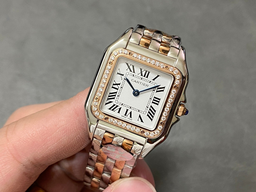 CARTIER PANTHERE DE CARTIER 까르띠에 팬더 드 까르띠에 27mm 미디움 쿼츠 무브먼츠 화이트 다이얼 다이아 베젤