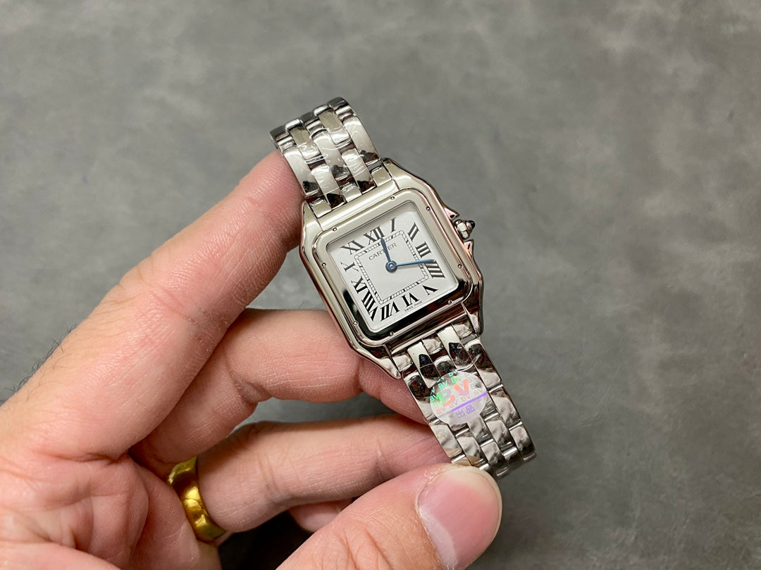 CARTIER PANTHERE DE CARTIER 까르띠에 팬더 드 까르띠에 27mm 미디움 쿼츠 무브먼츠 화이트 다이얼 실버