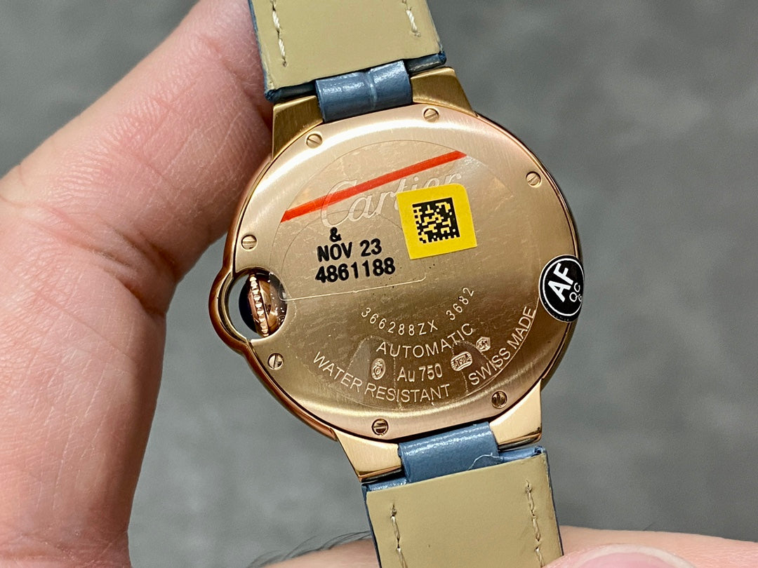 CARTIER BALLON DE CARTIER 까르띠에 발 드 까르띠에 33mm 오토 무브먼츠 골드 다이얼 다이아 베젤
