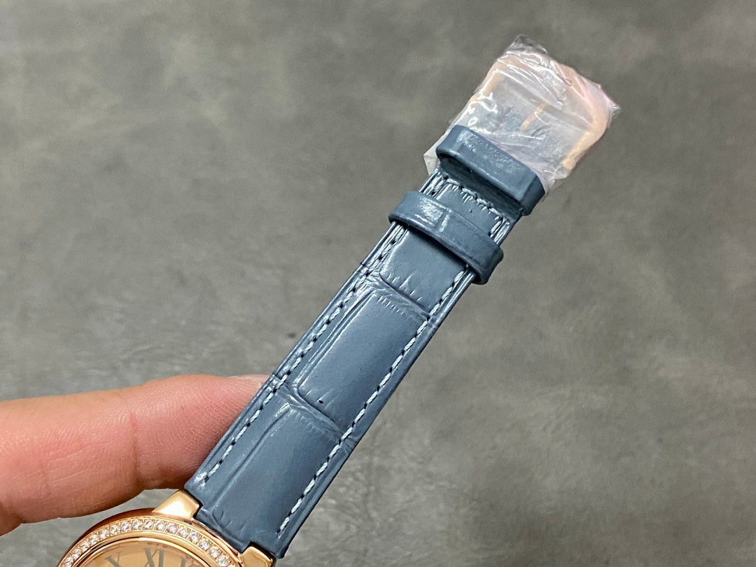 CARTIER BALLON DE CARTIER 까르띠에 발 드 까르띠에 33mm 오토 무브먼츠 골드 다이얼 다이아 베젤