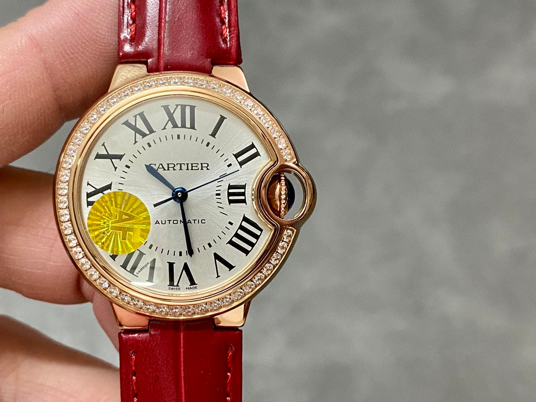 CARTIER BALLON DE CARTIER 까르띠에 발 드 까르띠에 33mm 오토 무브먼츠 화이트 다이얼 다이아 베젤