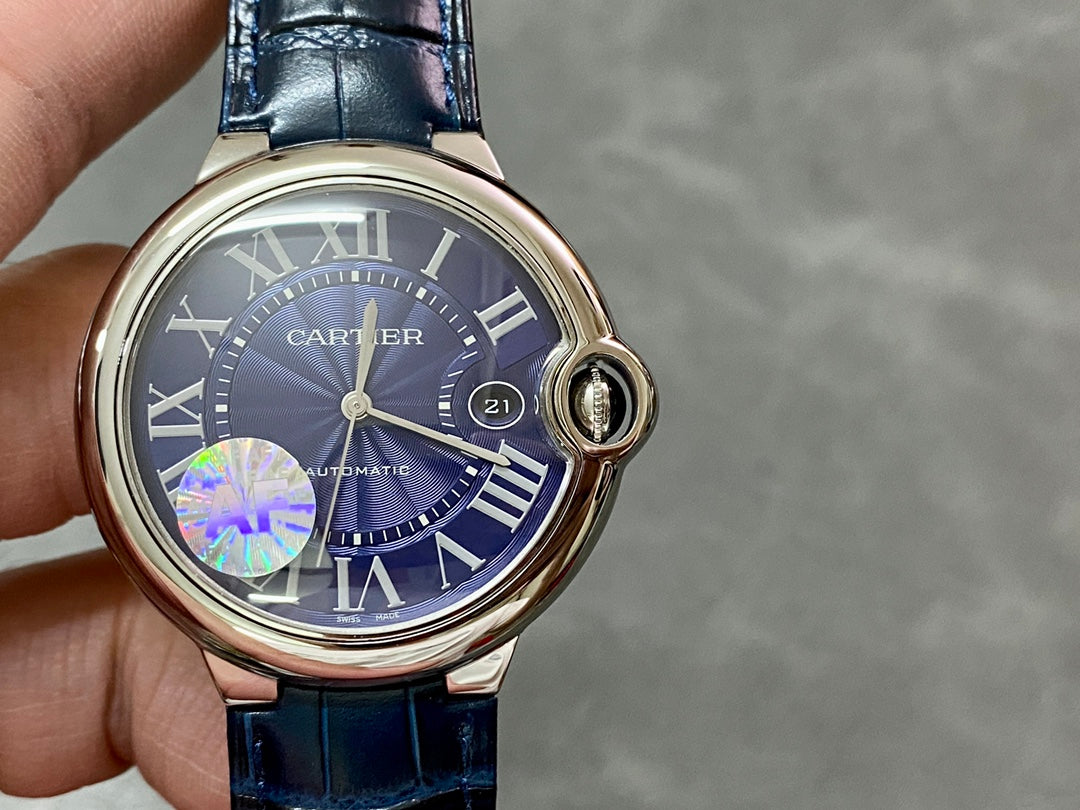 CARTIER BALLON DE CARTIER 까르띠에 발 드 까르띠에 42mm 오토 무브먼츠 블루 다이얼 스틸 베