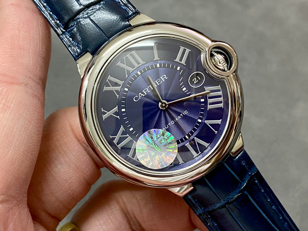 CARTIER BALLON DE CARTIER 까르띠에 발 드 까르띠에 42mm 오토 무브먼츠 블루 다이얼 스틸 베