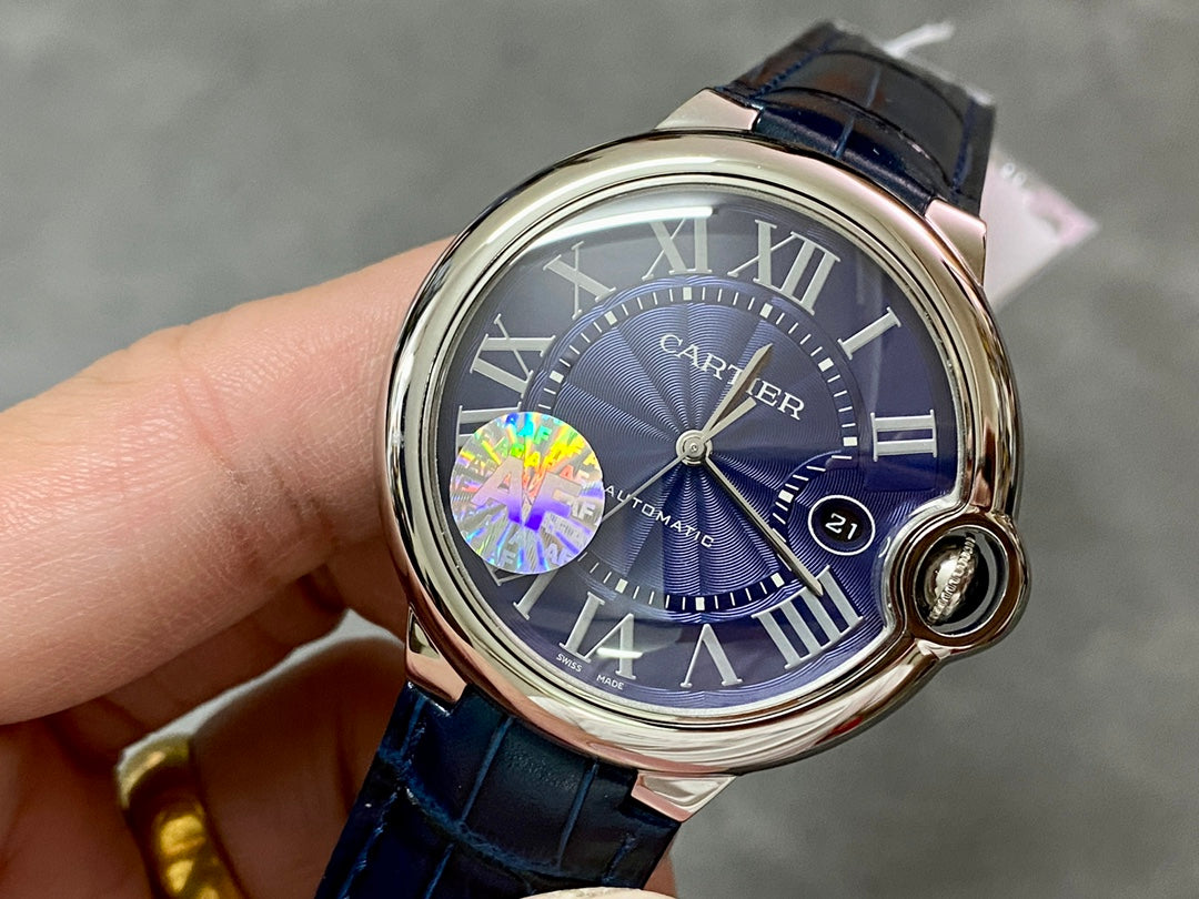 CARTIER BALLON DE CARTIER 까르띠에 발 드 까르띠에 42mm 오토 무브먼츠 블루 다이얼 스틸 베