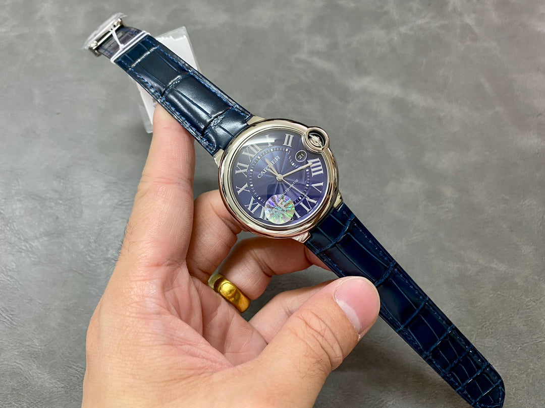 CARTIER BALLON DE CARTIER 까르띠에 발 드 까르띠에 42mm 오토 무브먼츠 블루 다이얼 스틸 베