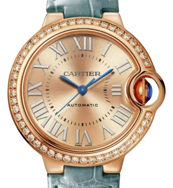 CARTIER BALLON DE CARTIER 까르띠에 발 드 까르띠에 33mm 오토 무브먼츠 골드 다이얼 다이아 베젤
