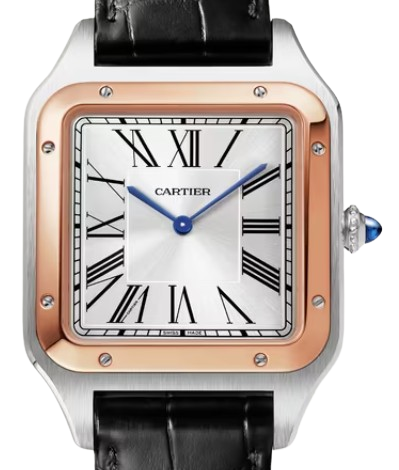 CARTIER SANTOS DE CARTIER 까르띠에 산토스 드 까르띠에 라지 33.9mm 쿼츠 무브먼츠 화이트 다이얼 블랙소가죽 스트랩