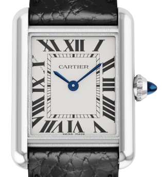 CARTIER TANK MUST DE CARTIER 까르띠에 탱크 머스트 드 까르띠에 33.7mm 미디움 쿼츠 무브먼츠 화이트 다이얼 블랙 소가죽 스트랩