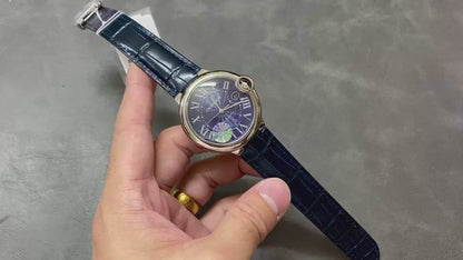 CARTIER BALLON DE CARTIER 까르띠에 발 드 까르띠에 42mm 오토 무브먼츠 블루 다이얼 스틸 베