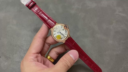 CARTIER BALLON DE CARTIER 까르띠에 발 드 까르띠에 33mm 오토 무브먼츠 화이트 다이얼 다이아 베젤