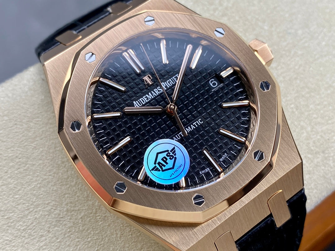 AUDEMARS PIGUET ROYAL OAK 오데마피게 로얄오크 41mm 15550ST 블랙 다이얼 골드 베젤