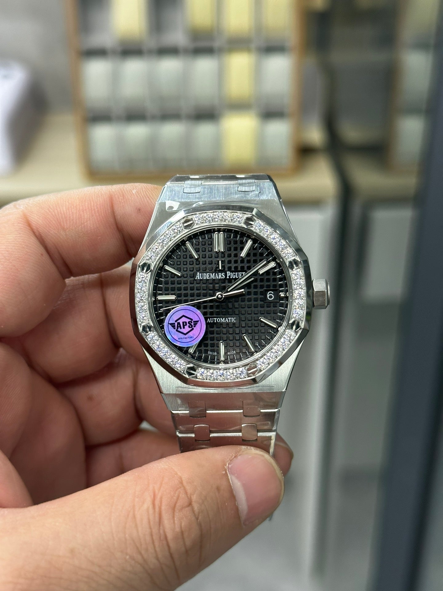 AUDEMARS PIGUET ROYAL OAK 오데마피게 로얄오크 37mm 15451 블랙 다이얼 다이아 베젤