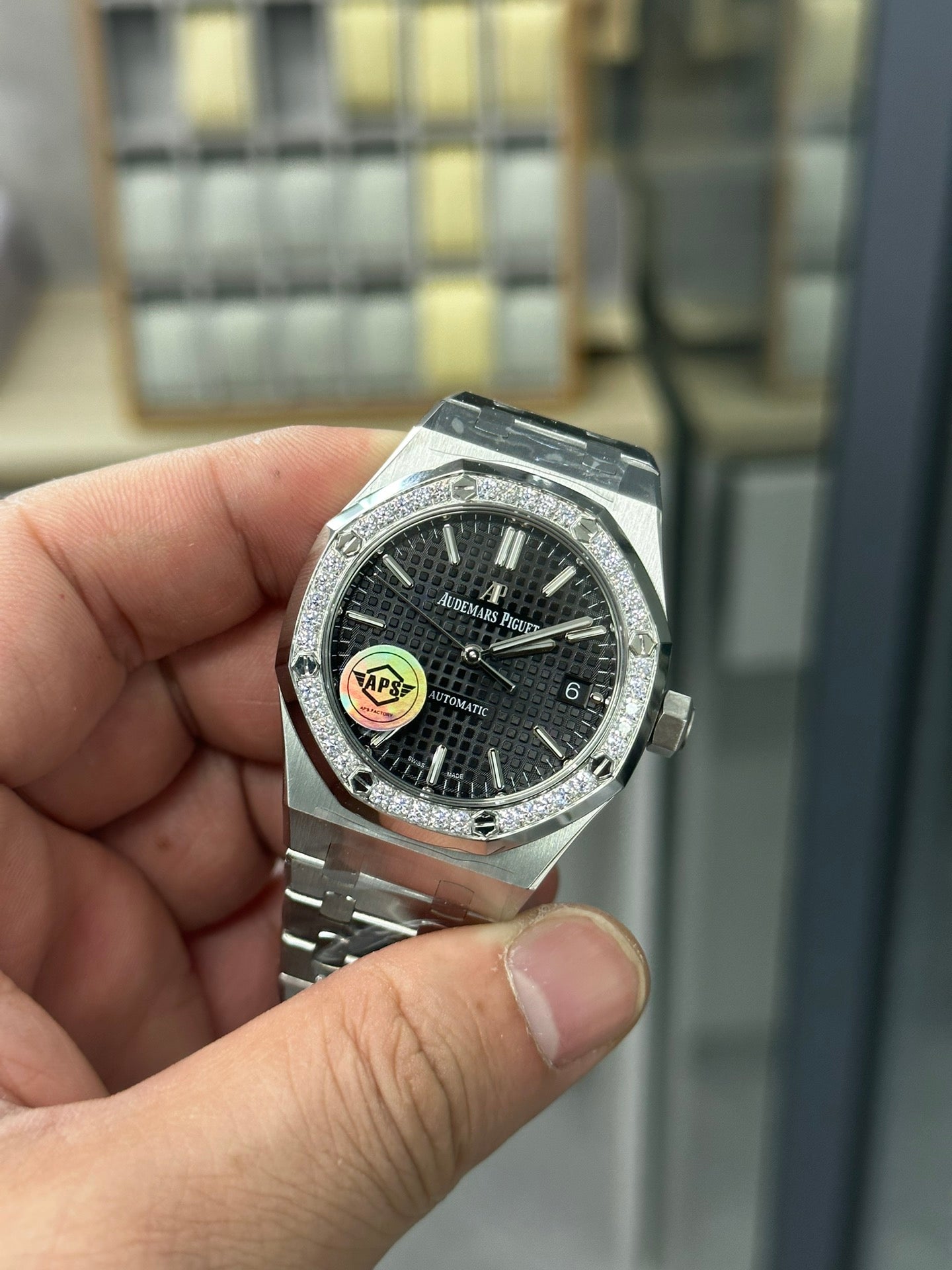 AUDEMARS PIGUET ROYAL OAK 오데마피게 로얄오크 37mm 15451 블랙 다이얼 다이아 베젤