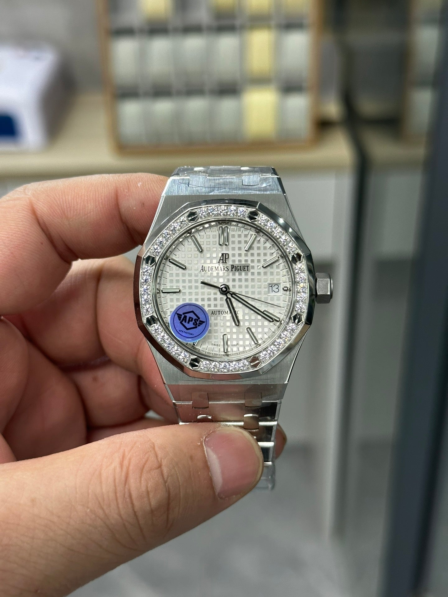 AUDEMARS PIGUET ROYAL OAK 오데마피게 로얄오크 37mm 15451 화이트 다이얼 다이아 베젤