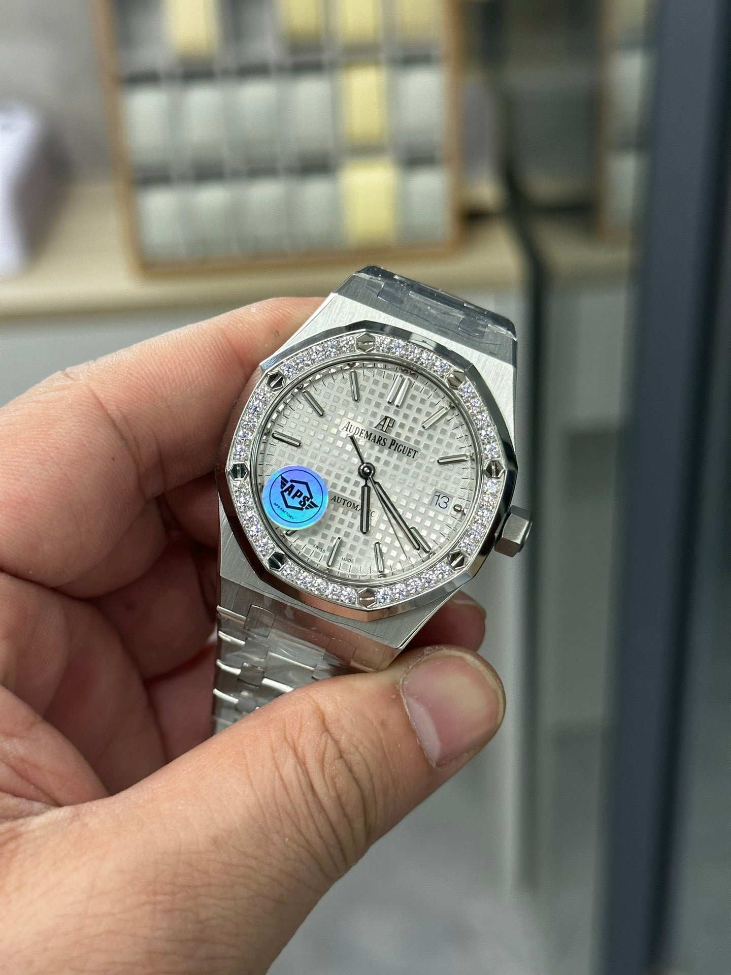 AUDEMARS PIGUET ROYAL OAK 오데마피게 로얄오크 37mm 15451 화이트 다이얼 다이아 베젤
