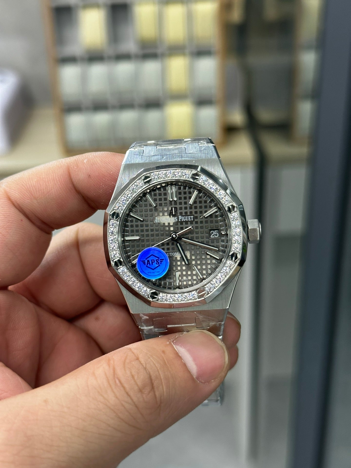 AUDEMARS PIGUET ROYAL OAK 오데마피게 로얄오크 37mm 15451 그레이 다이얼 다이아 베젤