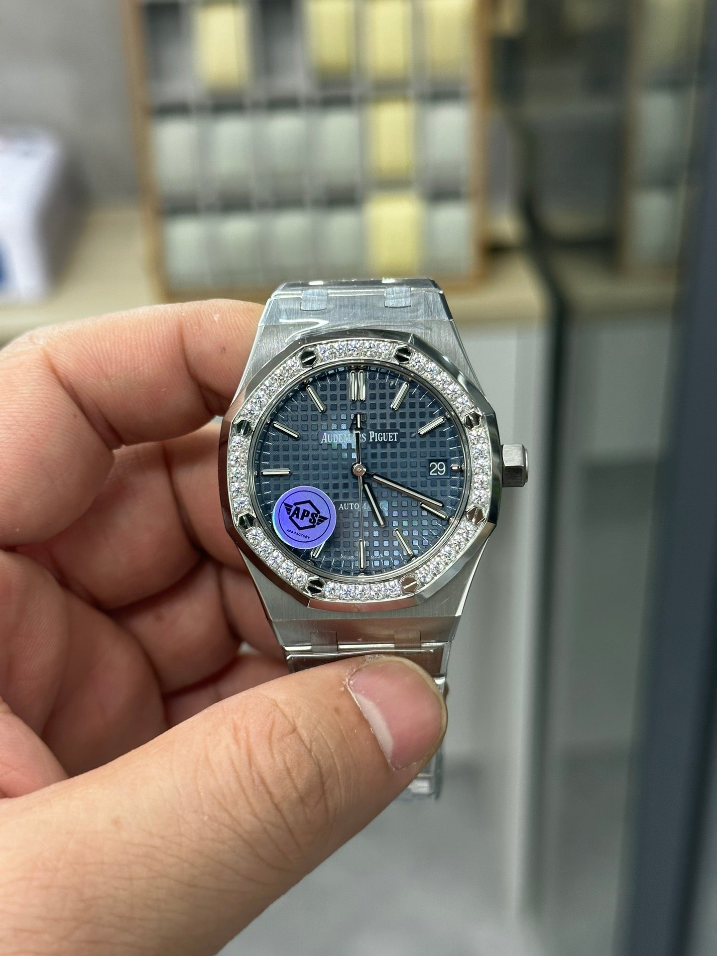 AUDEMARS PIGUET ROYAL OAK 오데마피게 로얄오크 37mm 15451 블루 다이얼 다이아 베젤