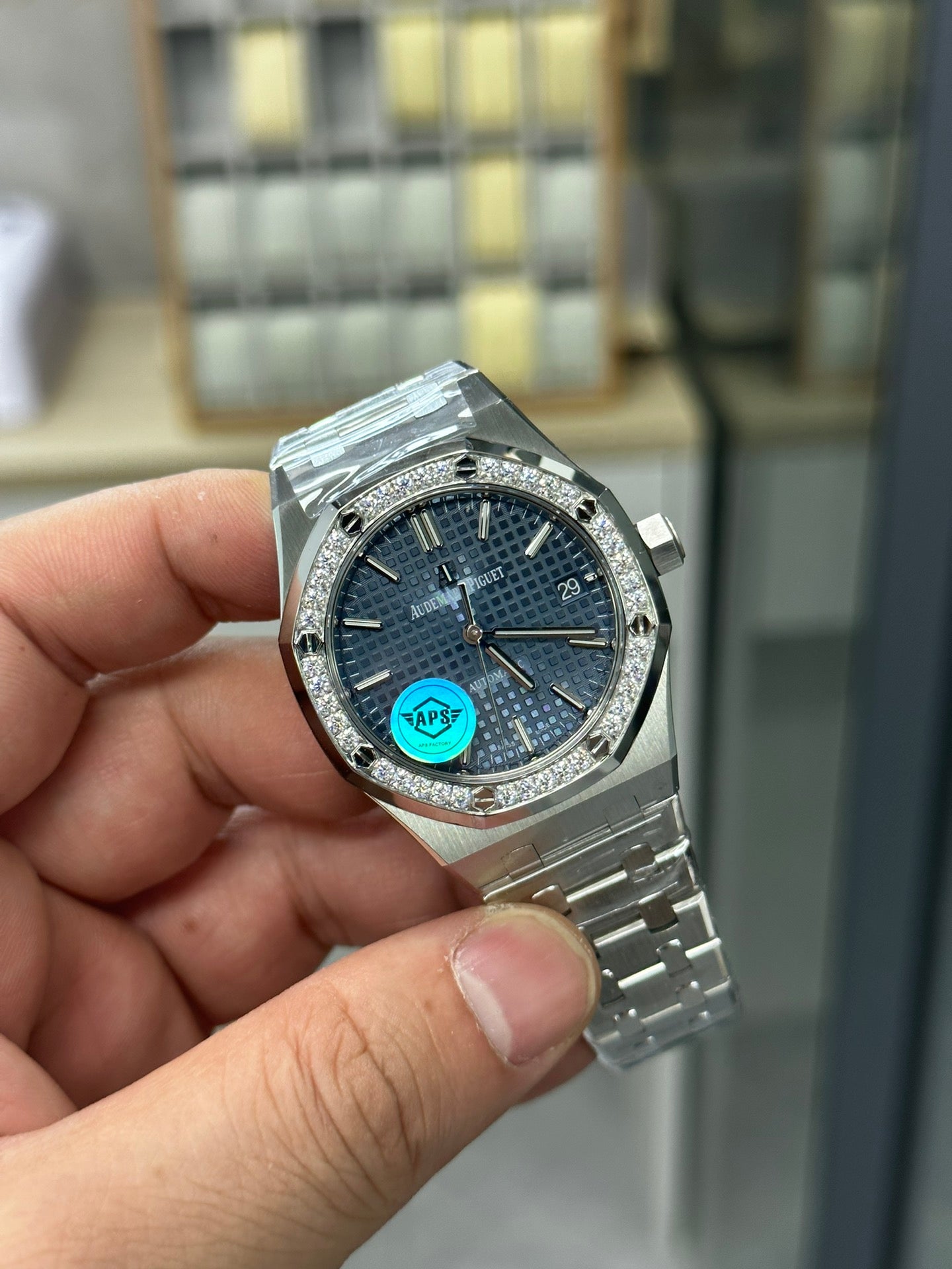 AUDEMARS PIGUET ROYAL OAK 오데마피게 로얄오크 37mm 15451 블루 다이얼 다이아 베젤
