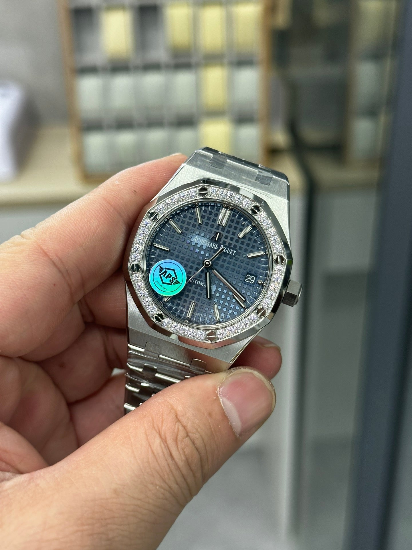 AUDEMARS PIGUET ROYAL OAK 오데마피게 로얄오크 37mm 15451 블루 다이얼 다이아 베젤