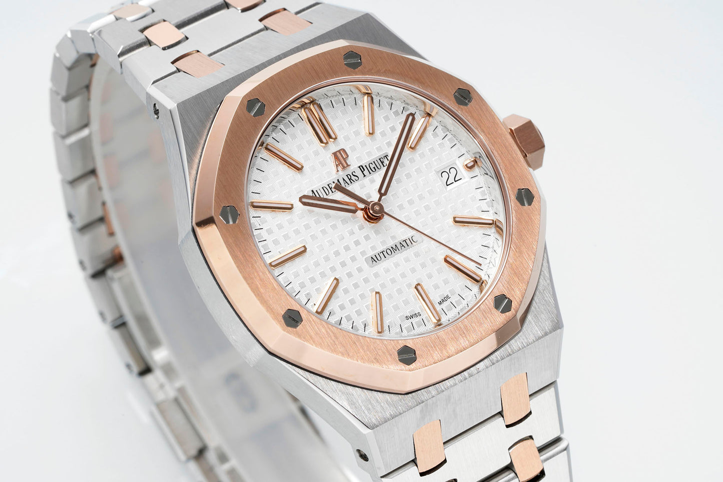 AUDEMARS PIGUET ROYAL OAK 오데마피게 로얄오크 37mm 15450st 화이트 다이얼 로즈골드 베젤