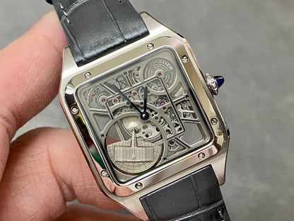 CARTIER SANTOS DE CARTIER 까르띠에 산토스 드 까르띠에 43.5mm 오토 무브먼츠 스켈레톤 다이얼