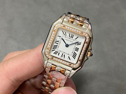 CARTIER PANTHERE DE CARTIER 까르띠에 팬더 드 까르띠에 27mm 미디움 쿼츠 무브먼츠 화이트 다이얼 다이아 베젤