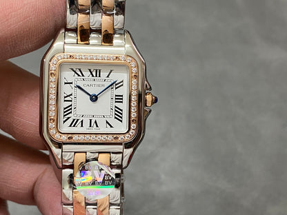 CARTIER PANTHERE DE CARTIER 까르띠에 팬더 드 까르띠에 27mm 미디움 쿼츠 무브먼츠 화이트 다이얼 다이아 베젤