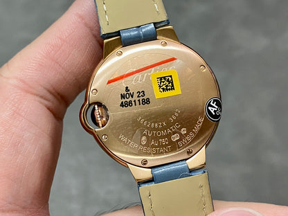 CARTIER BALLON DE CARTIER 까르띠에 발 드 까르띠에 33mm 오토 무브먼츠 골드 다이얼 다이아 베젤