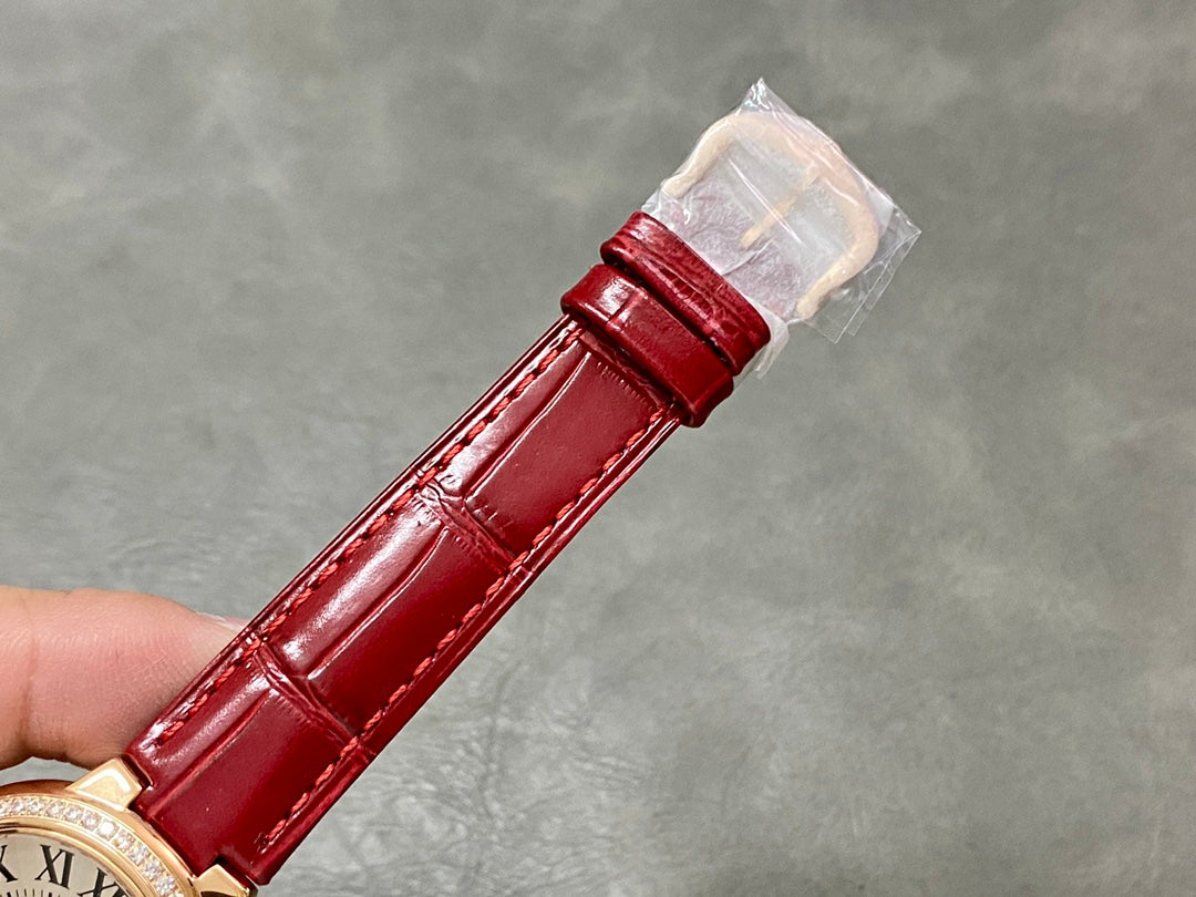CARTIER BALLON DE CARTIER 까르띠에 발 드 까르띠에 33mm 오토 무브먼츠 화이트 다이얼 다이아 베젤