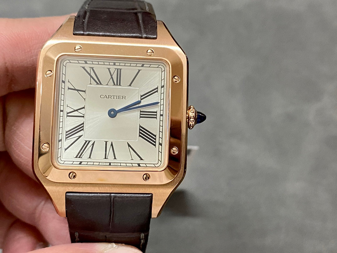 CARTIER SANTOS DE CARTIER 까르띠에 산토스 드 까르띠에 라지 33.9mm 쿼츠 무브먼츠 화이트 다이얼 소가죽 스트랩