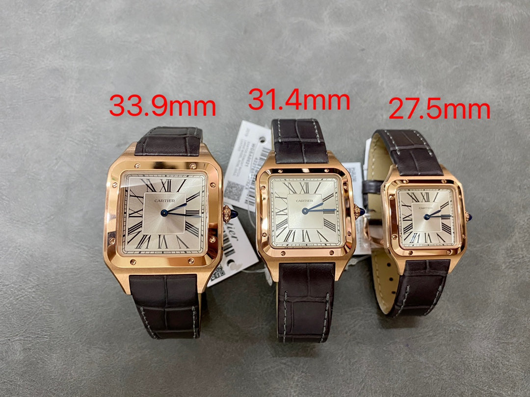 CARTIER SANTOS DE CARTIER 까르띠에 산토스 드 까르띠에 라지 33.9mm 쿼츠 무브먼츠 화이트 다이얼 소가죽 스트랩