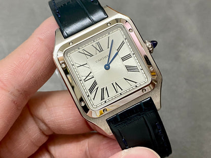 CARTIER SANTOS DE CARTIER 까르띠에 산토스 드 까르띠에 미디움 31.4mm 쿼츠 무브먼츠 화이트 다이얼 소가죽 스트랩