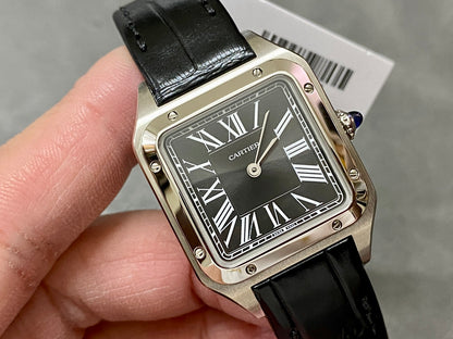 CARTIER SANTOS DE CARTIER 까르띠에 산토스 드 까르띠에 미디움 31.4mm 쿼츠 무브먼츠 화이트 다이얼 소가죽 스트랩