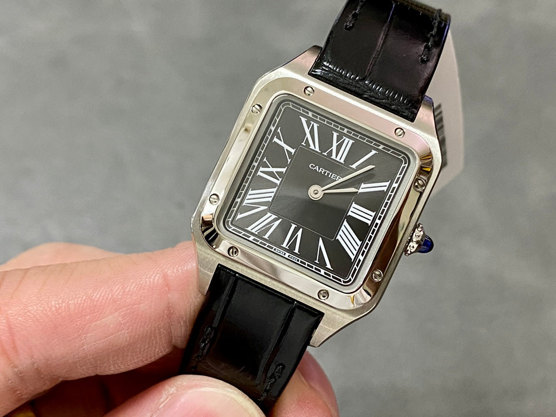 CARTIER SANTOS DE CARTIER 까르띠에 산토스 드 까르띠에 미디움 31.4mm 쿼츠 무브먼츠 화이트 다이얼 소가죽 스트랩